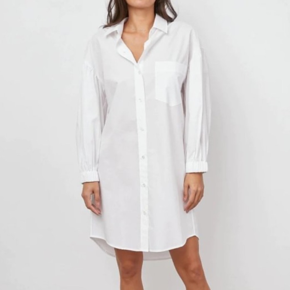 Rails White Button-Front Shirt Dress